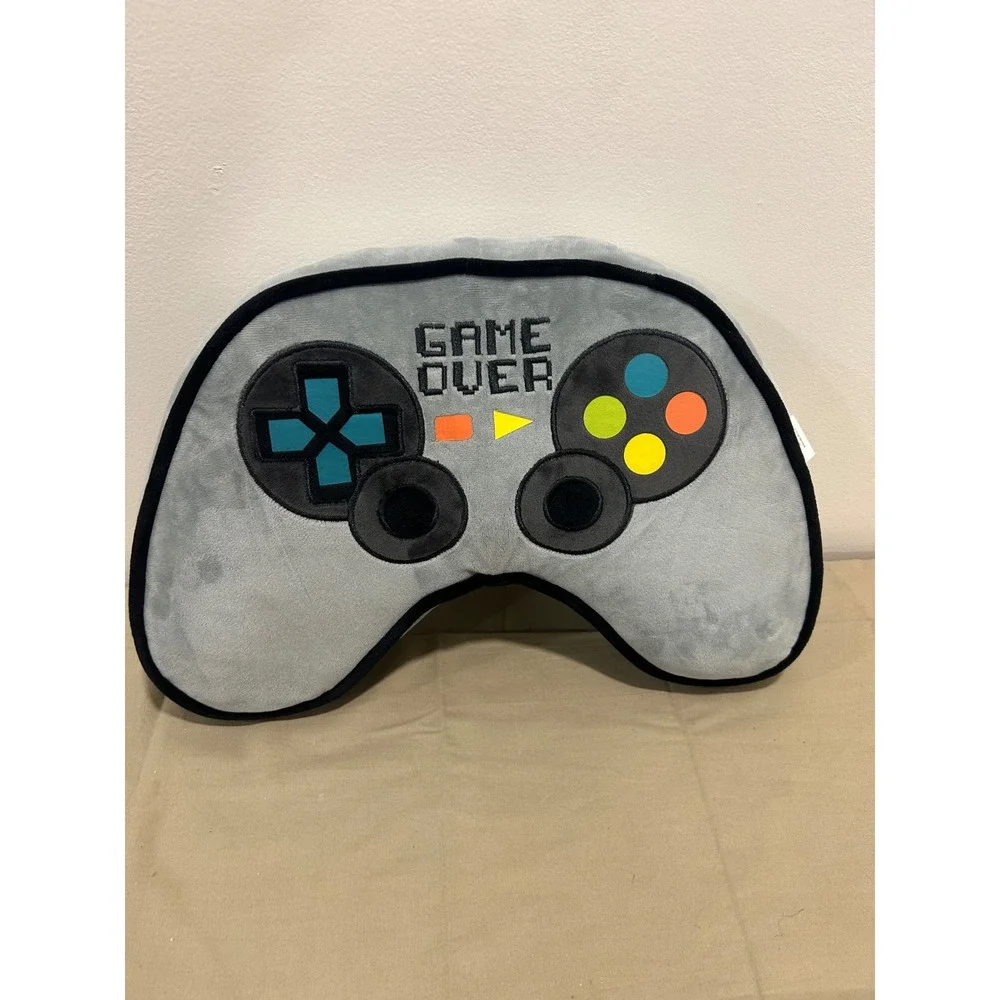 Walmart Game Over Controller Plush Decorative Throw Pillow Grey 17x10